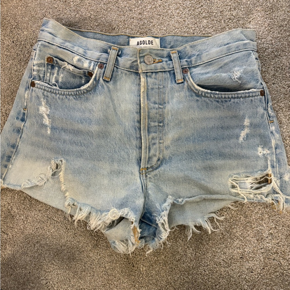 Broken in agolde Parker shorts. Some extra distress / holes from wear and tear